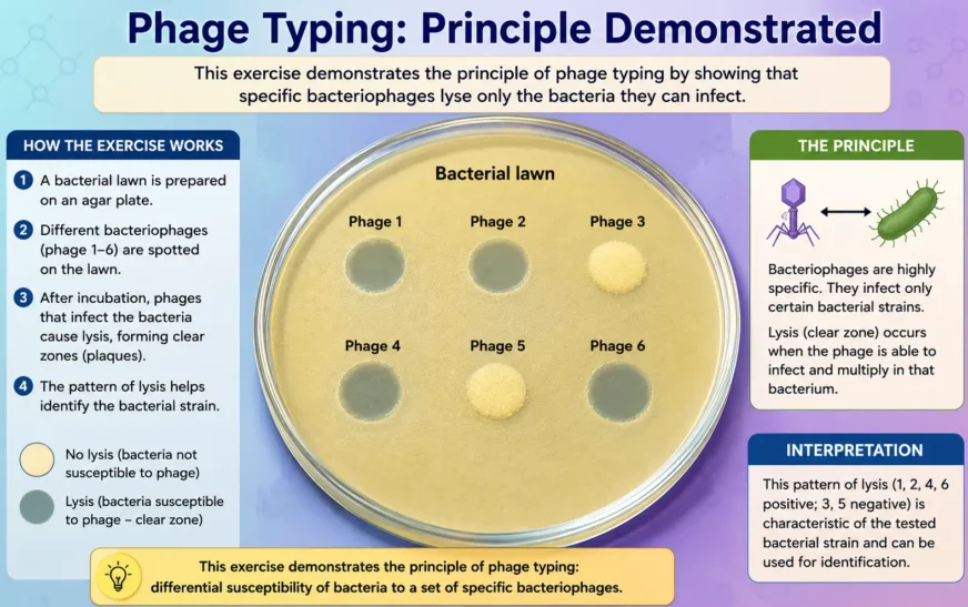 describe how this exercise demonstrates the principle of phage typing