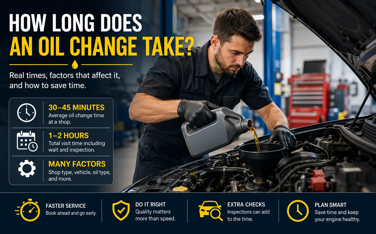 how long does an oil change take​
